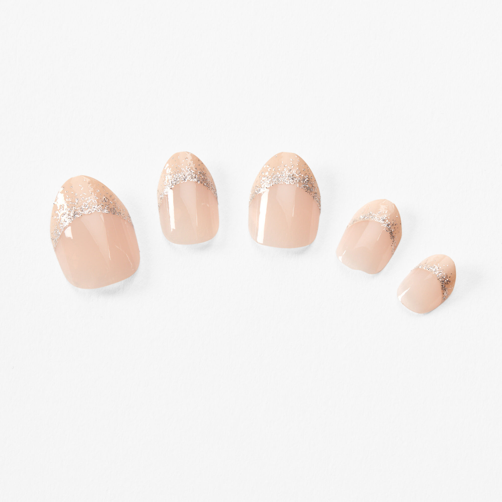 Glitter French Tip Stilleto Press On Vegan Faux Nail Set - 24 Pack,
