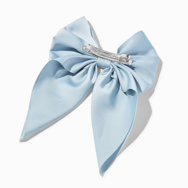 Light Blue Satin Bow Barrette Hair Clip,