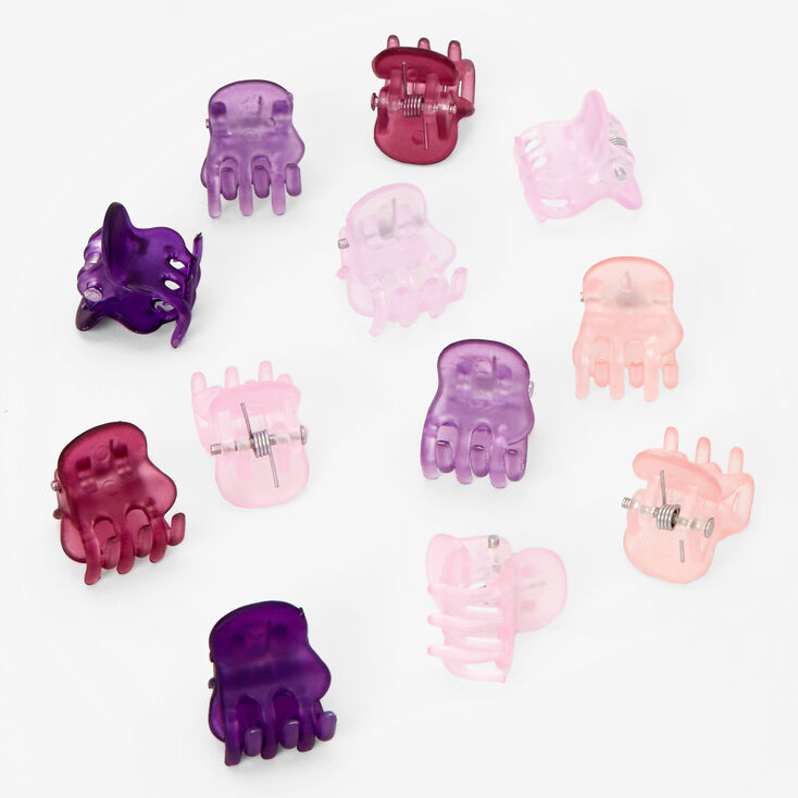 Mini pinces &agrave; cheveux violettes aux designs vari&eacute;s - Lot de 12,