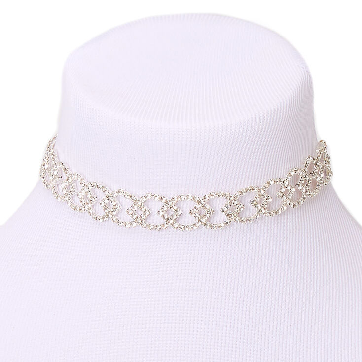 Silver Rhinestone Citrus Choker Necklace,