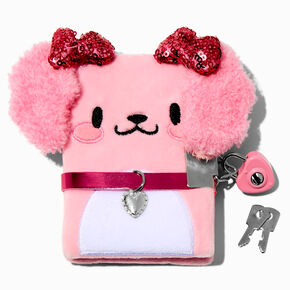 Claire&#39;s Club Pink Poodle Plush Mini Lock Diary,