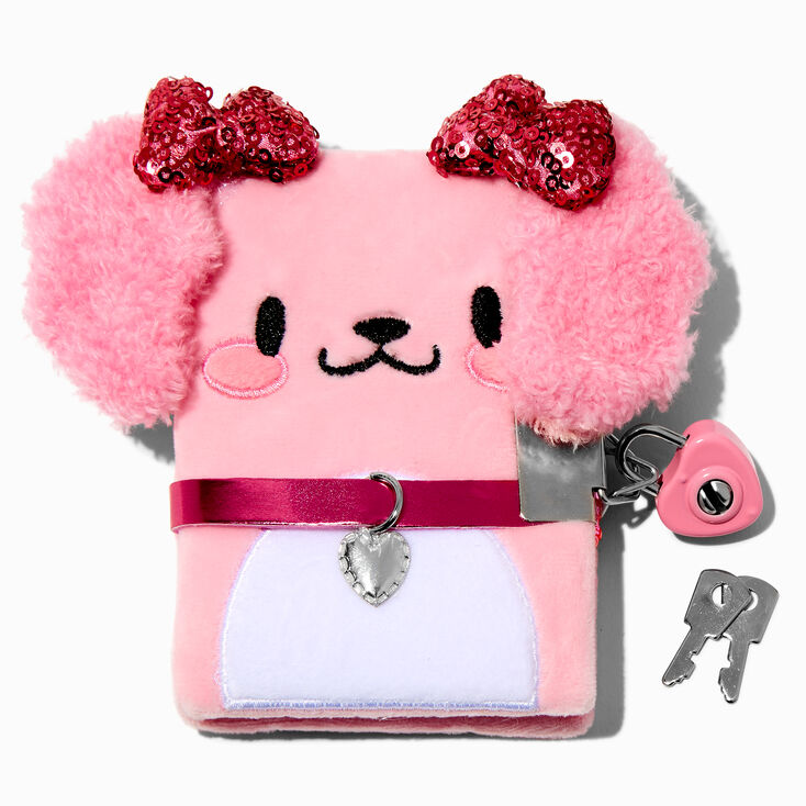 Claire&#39;s Club Pink Poodle Plush Mini Lock Diary,