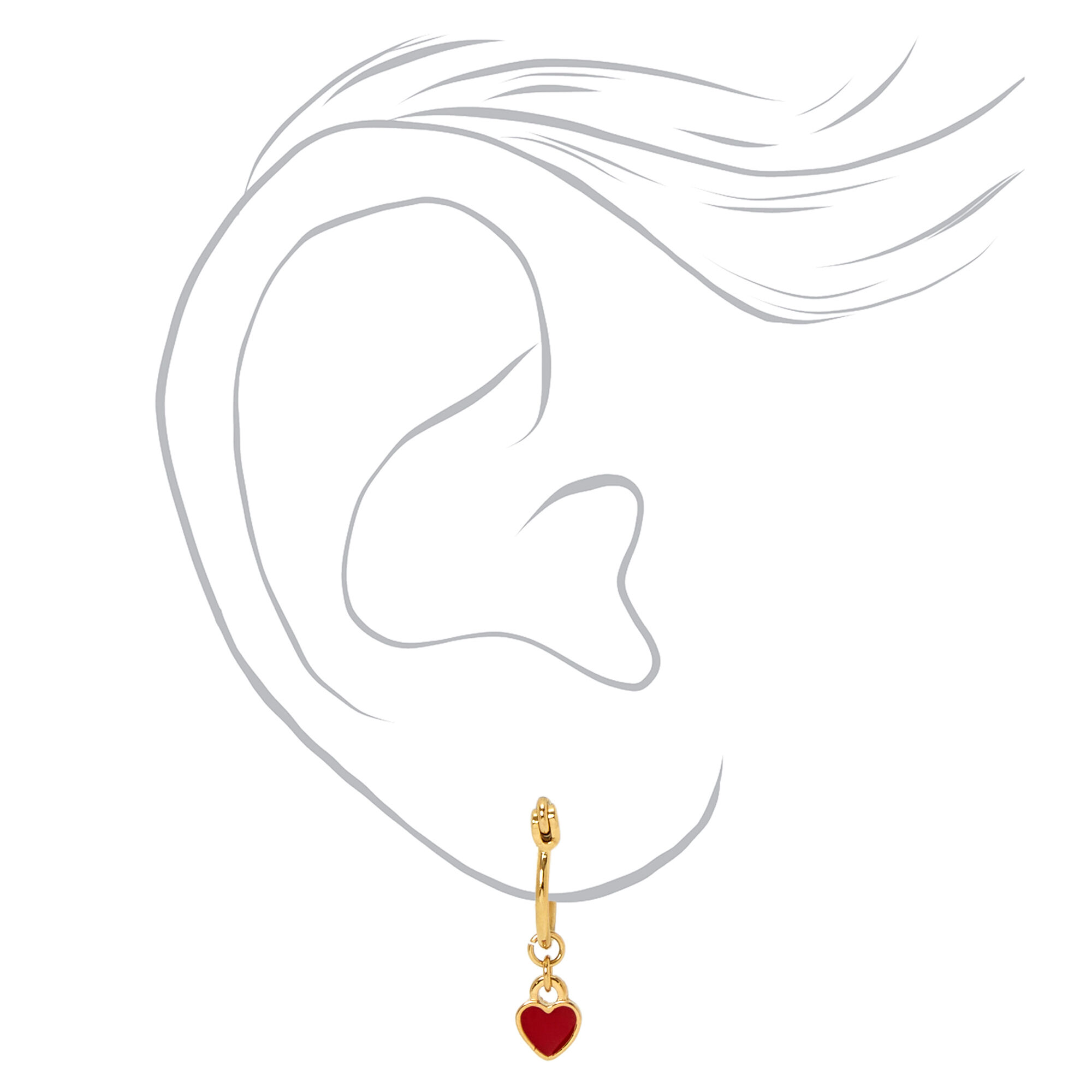18kt Gold Plated 10MM Heart Huggie Hoop Earrings,