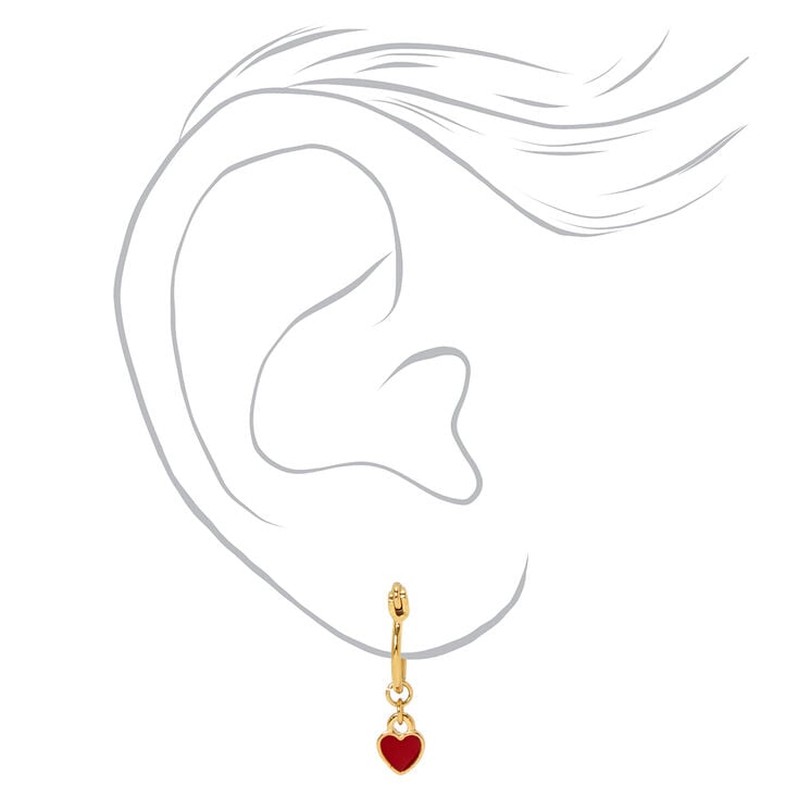 18kt Gold Plated 10MM Heart Huggie Hoop Earrings,