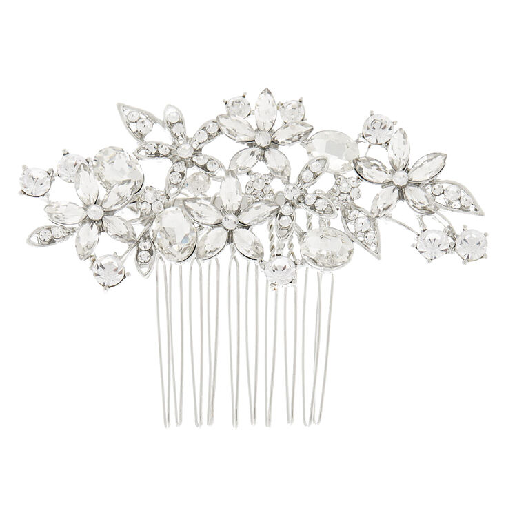 Silver-tone Rhinestone Bouquet Hair Comb,