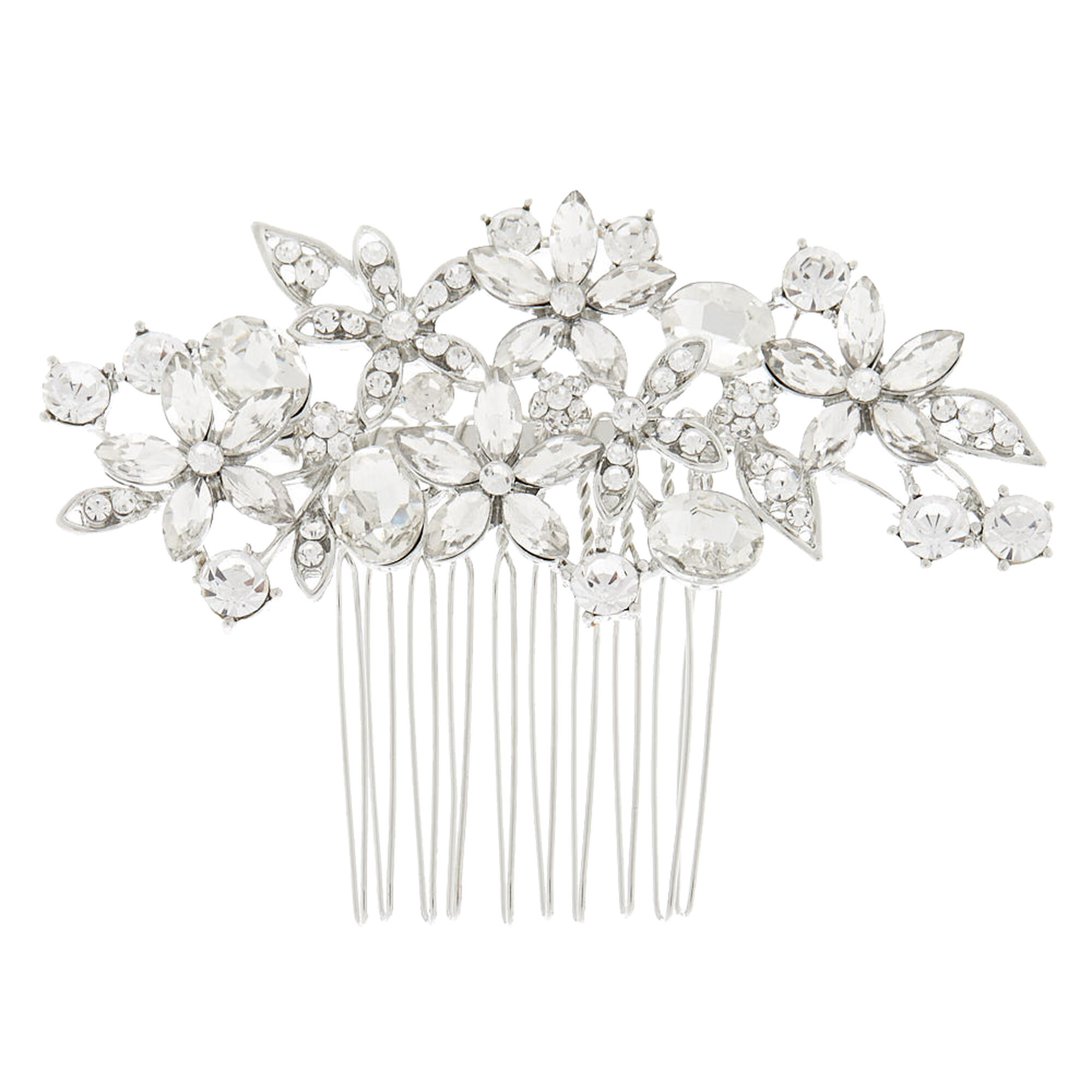 View Claires Tone Rhinestone Bouquet Hair Comb Silver information