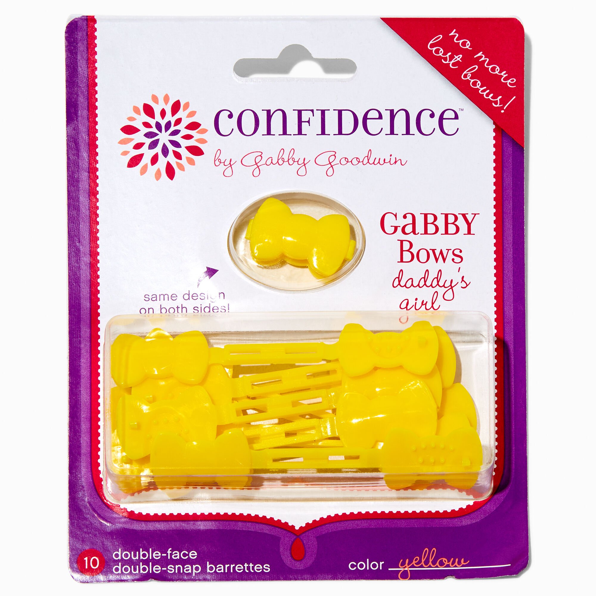 Confidence™ by Gabby Goodwin Gabby Bows Yellow Bows Double-Faced Double Snap Hair Clips - 10 Pack,