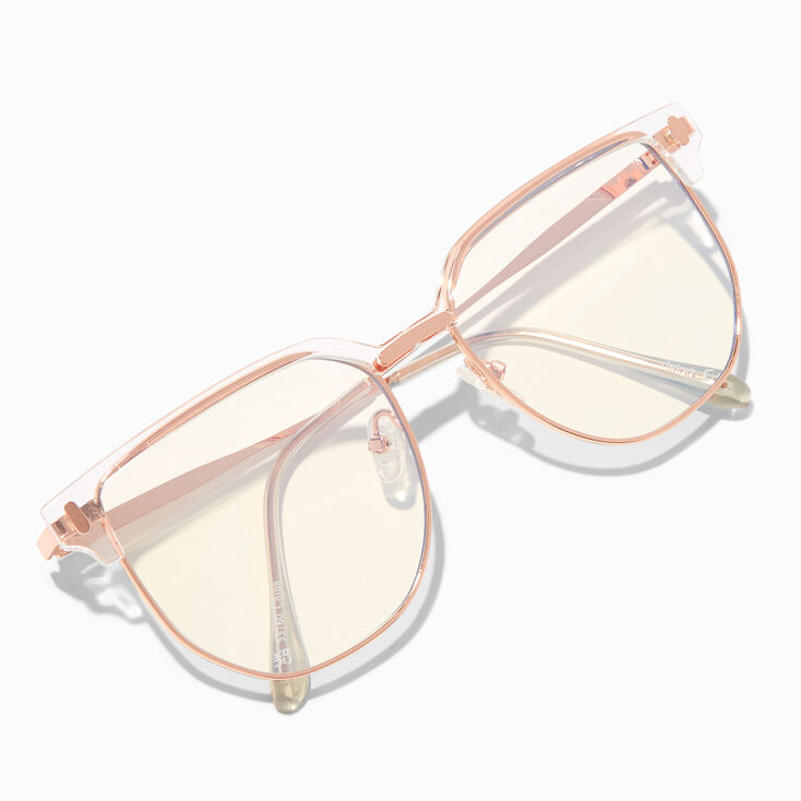 Solar Blue Light Reducing Rose Gold Geometric Clear Lens Frames