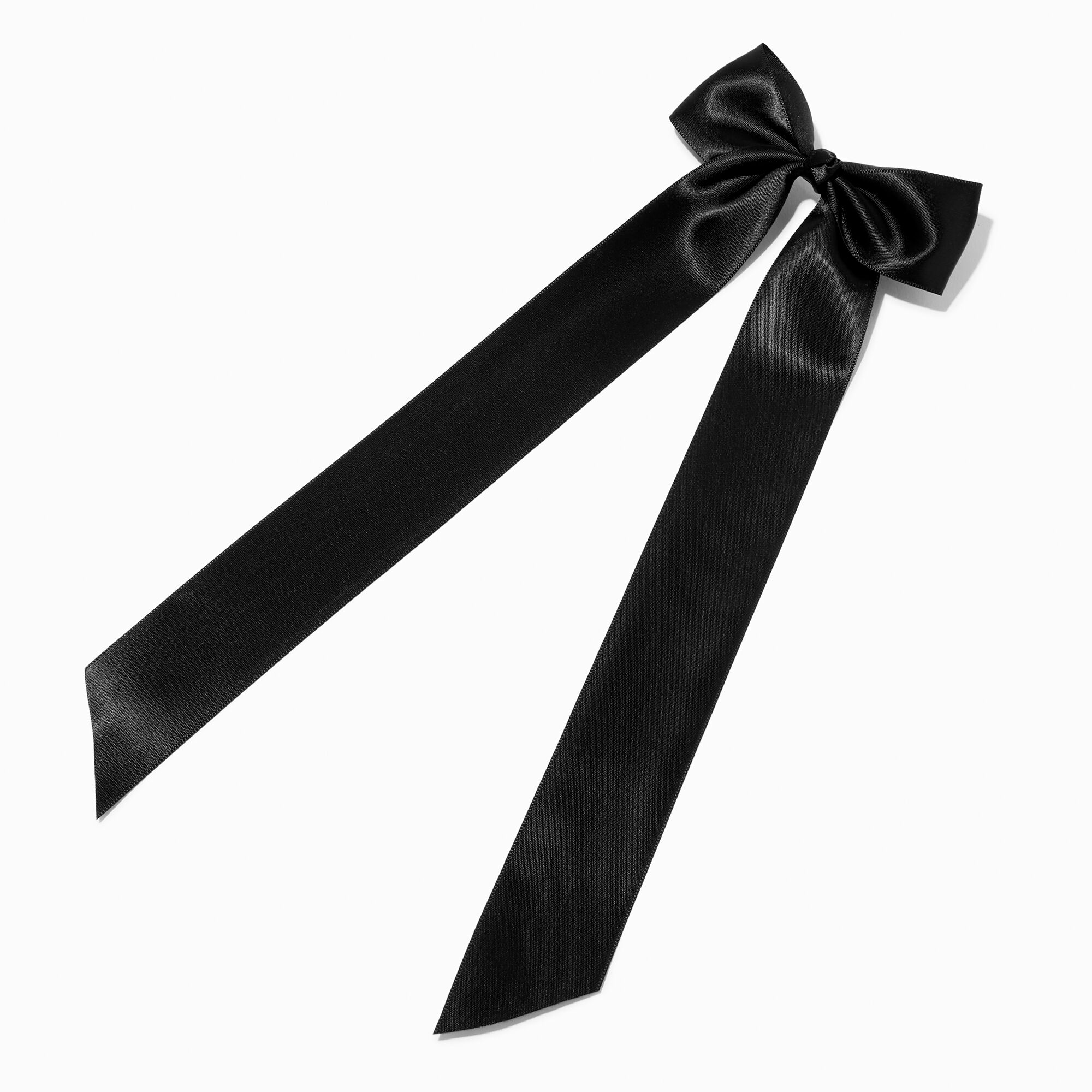 Barrette à nœud agrémentée d’un long ruban satiné noir,