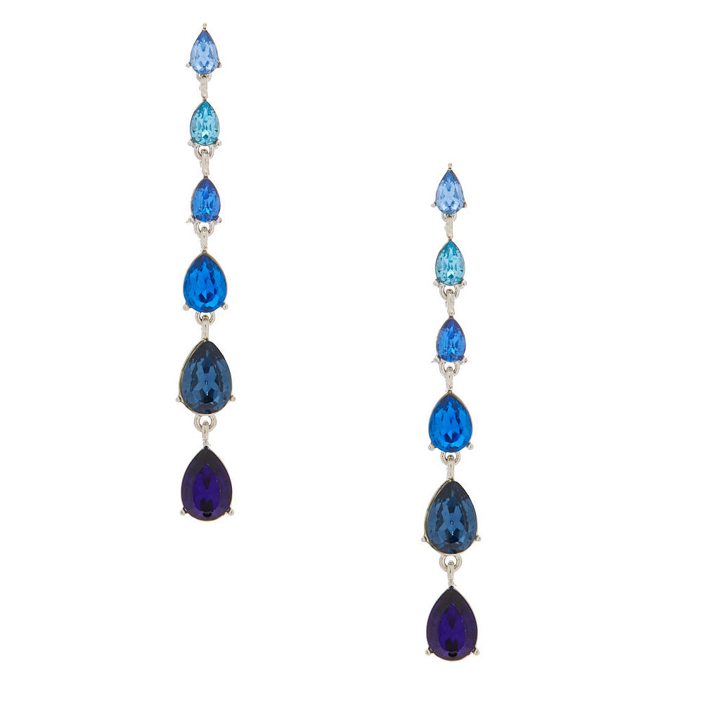 2.5" Teardrop Drop Earrings - Blue,