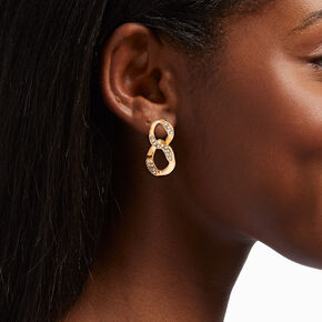 Gold 1.5&quot; Crystal Chainlink Drop Earrings,