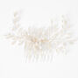 Silver Pearl Flower Hair Comb - White,