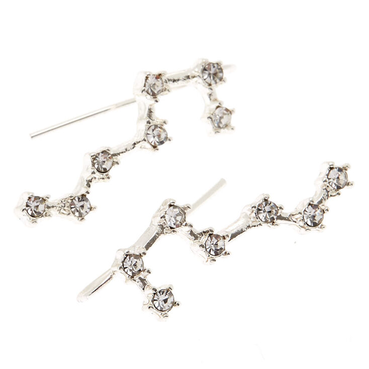 Silver 1&quot; Constellation Ear Crawler Earrings,