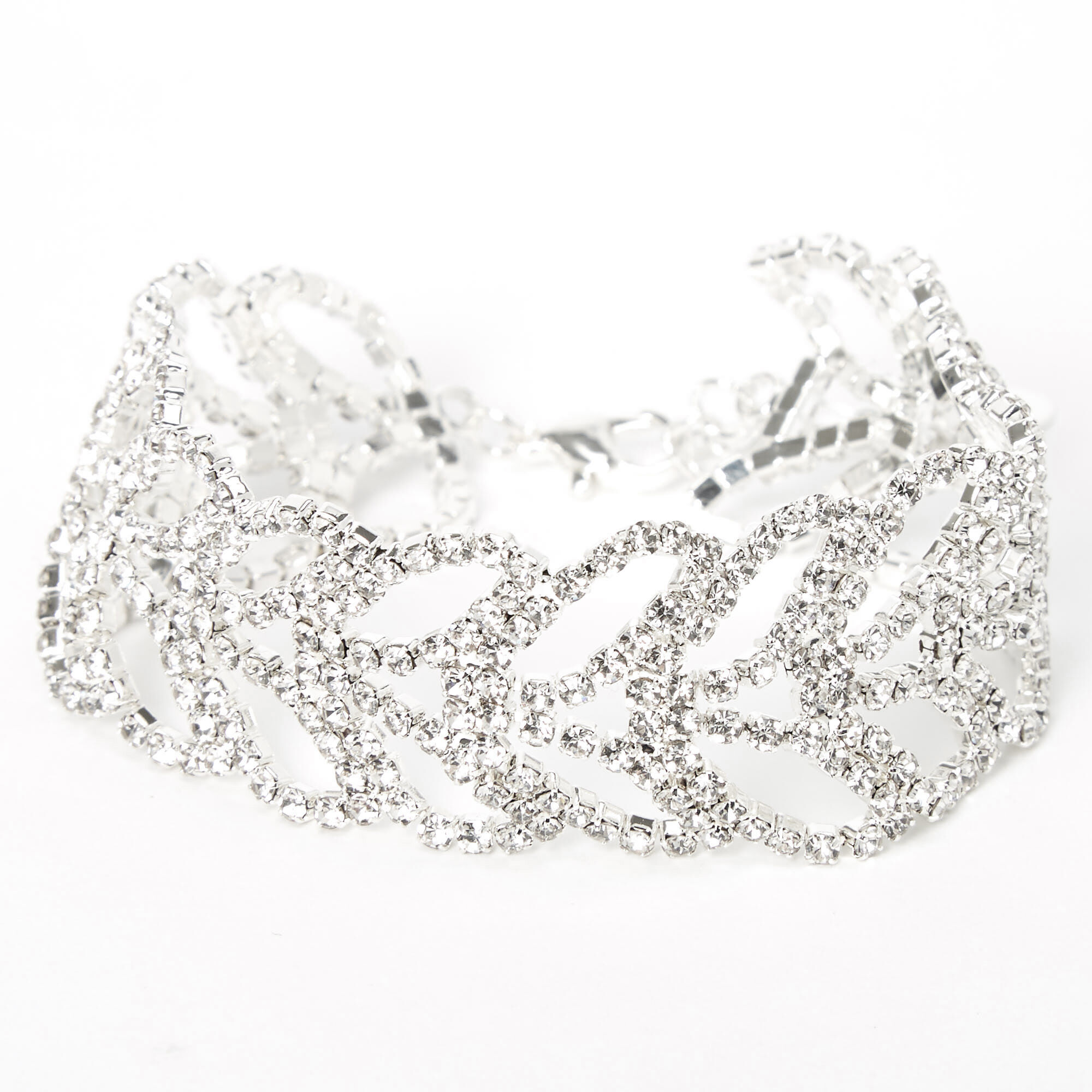 Bracelet chaîne avec queue de sirène strass couleur argentée,