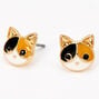 Gold Calico Cat Stud Earrings,