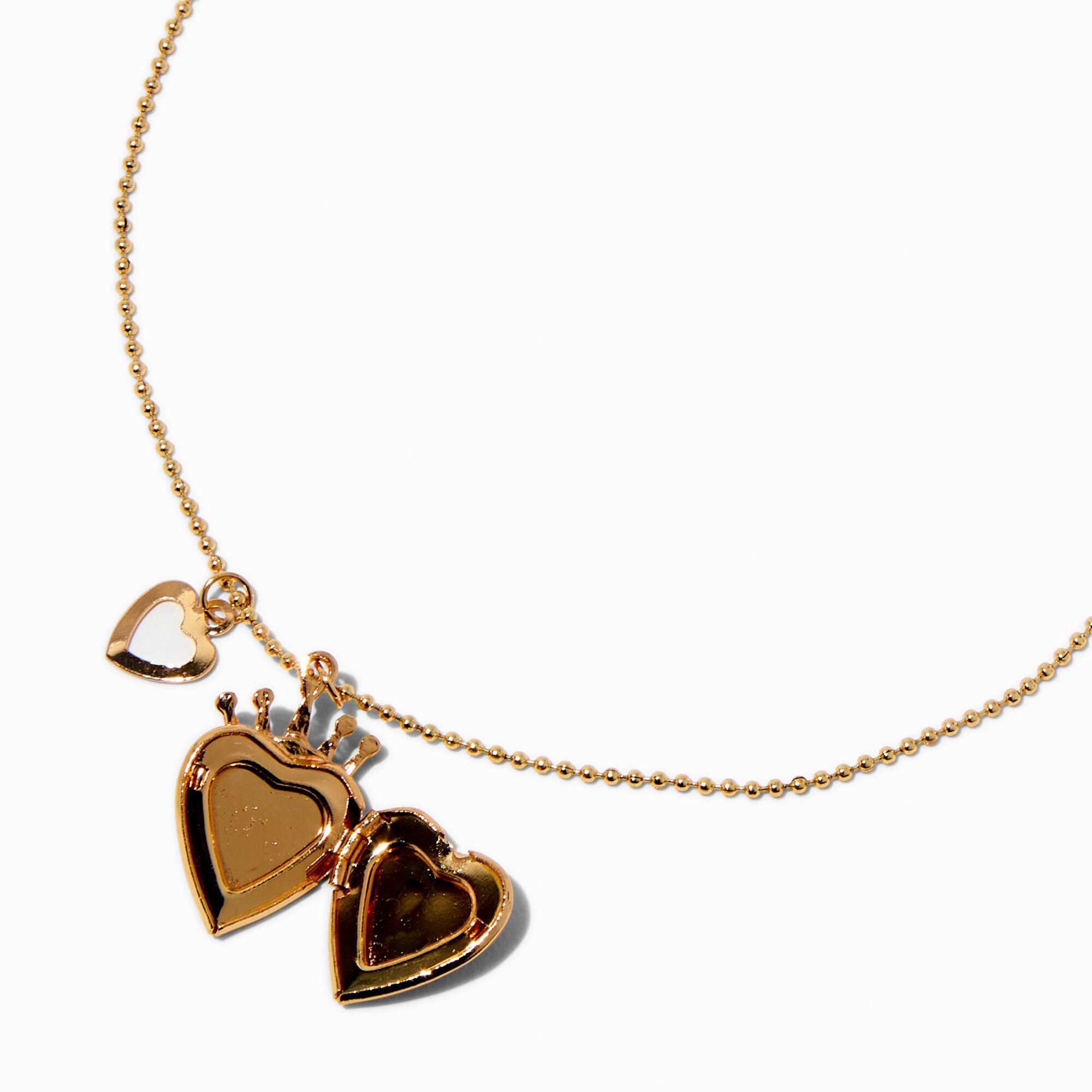 Claire's Club Pink Heart Princess Locket Pendant Necklace,