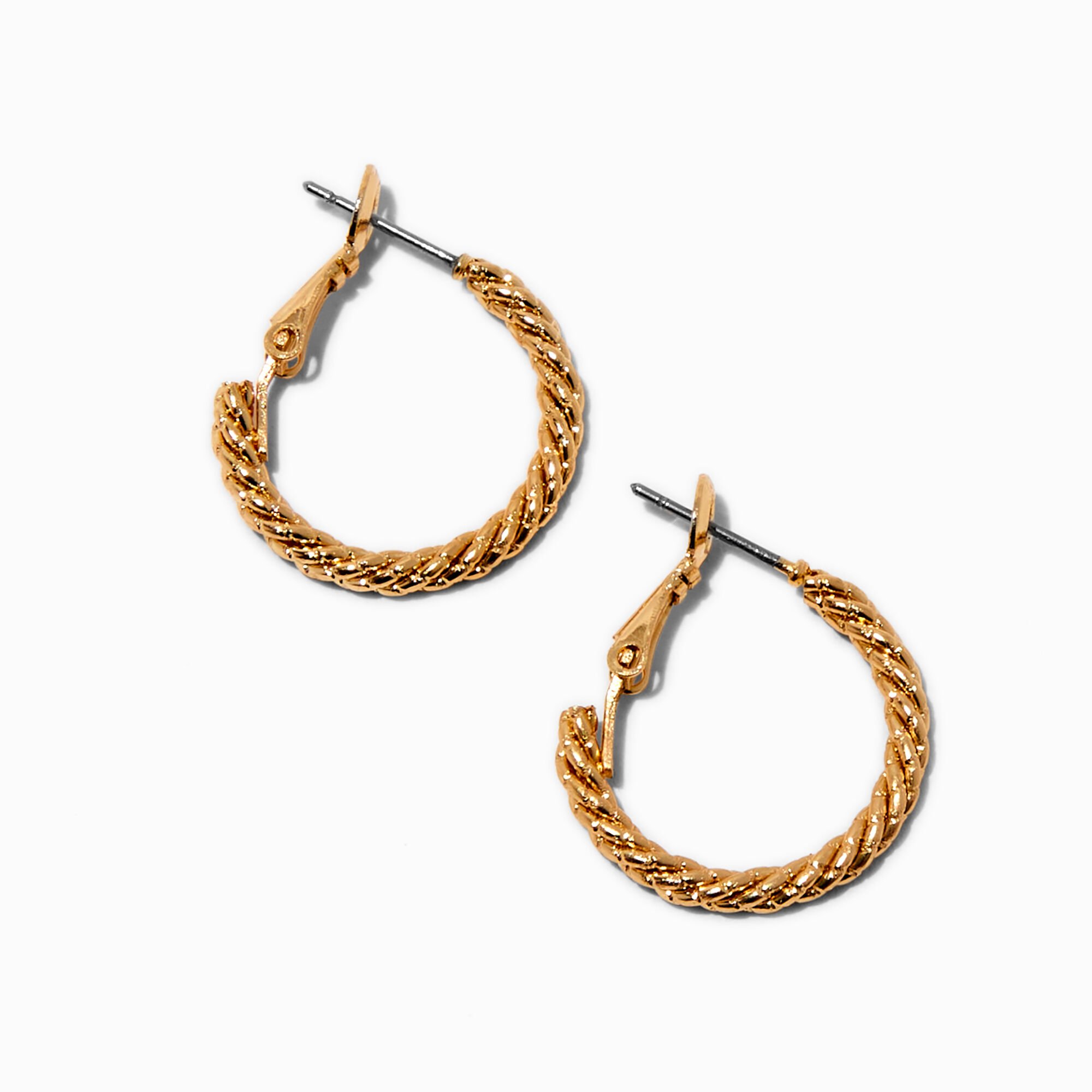 Gold-tone Twisted 20mm Hoop Earrings,