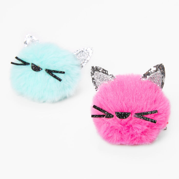 Claire&#39;s Club Pom Pom Cat Hair Clips - 2 Pack,