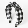 Gingham Knotted Bow Headband - Black,