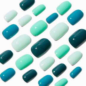 Monochromatic Blue Oval Vegan Faux Nail Set - 24 Pack,