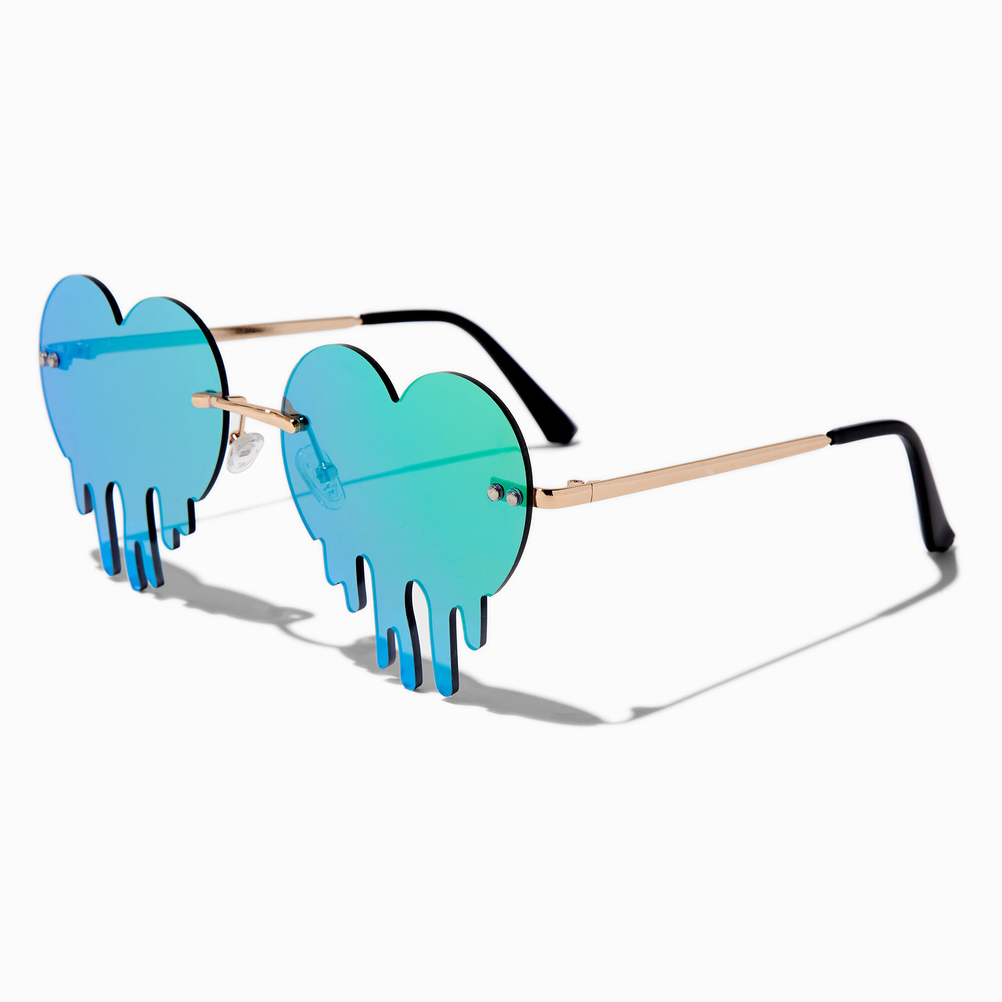 Green Ombre Drippy Heart Rim Sunglasses Claire s US