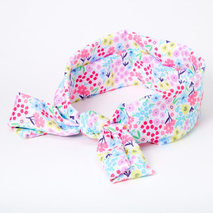 Claire's Bandeau à nœud noué floral Claire's Club - Blanc