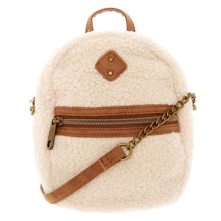Claire's Mini sac à dos bandoulière de style sherpa