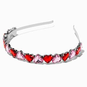Pink &amp; Red Gemstone Hearts Headband,