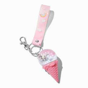 Pink Ice Cream Cone &amp; Panda Water-Filled Wristlet Keychain,