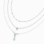 Mint Bead Multi Strand Silver-tone Chain Necklace,