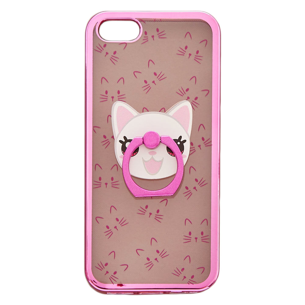 Pink Cat Ring Grip Phone Case,