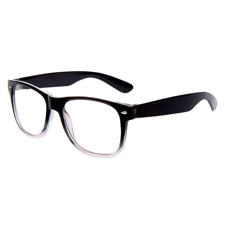 Black Ombre Retro Clear Lens Frames,