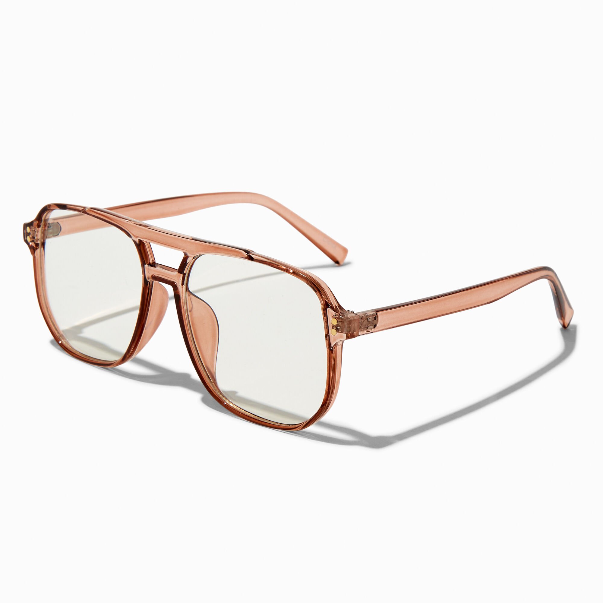Brown Aviator Clear Lens Frames,
