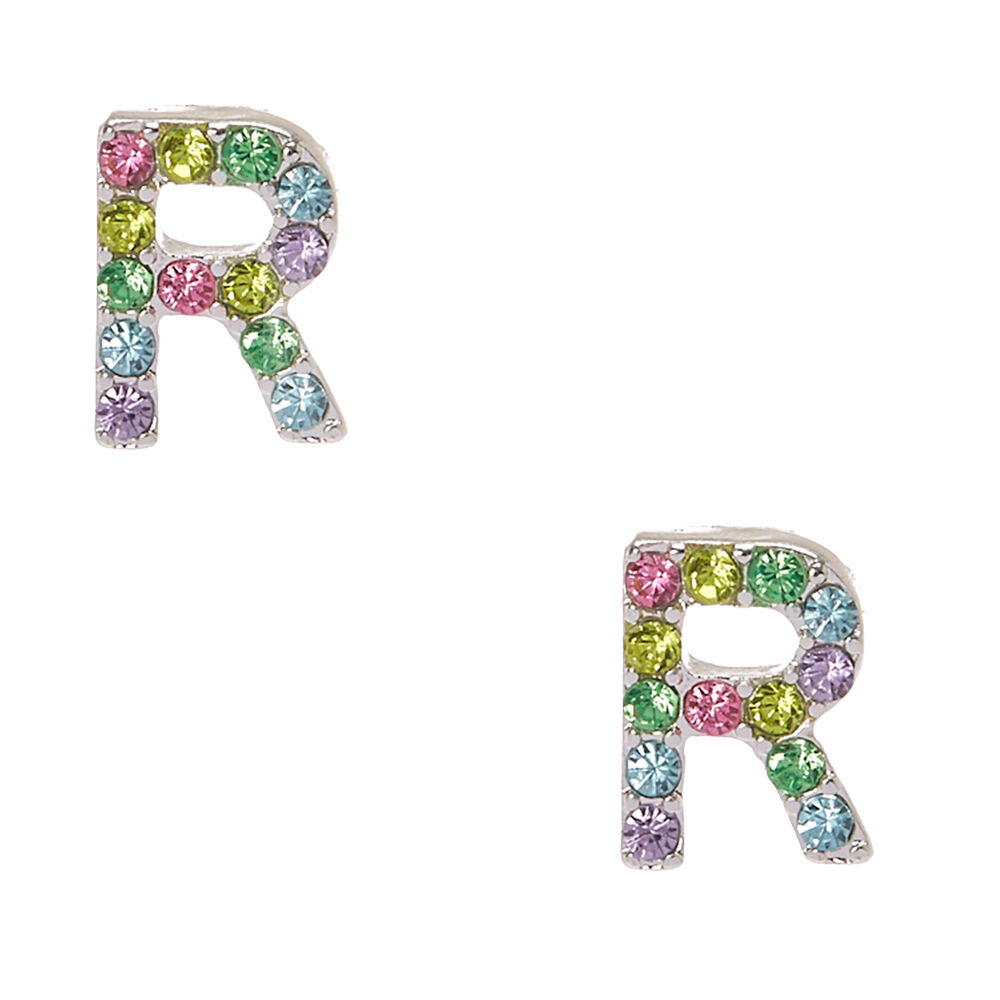 R initial earrings sale
