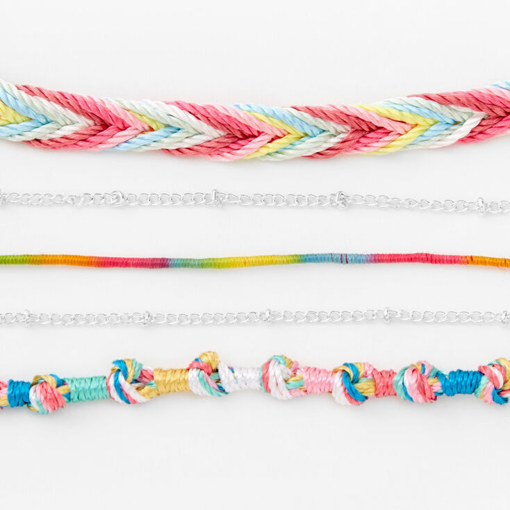 Braided Rainbow Chain Bracelet Set - 5 Pack,