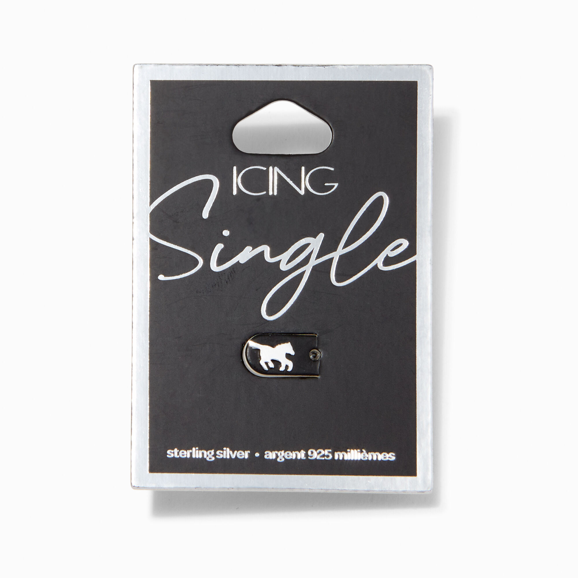 Sterling Silver One Horse Stud Earring,