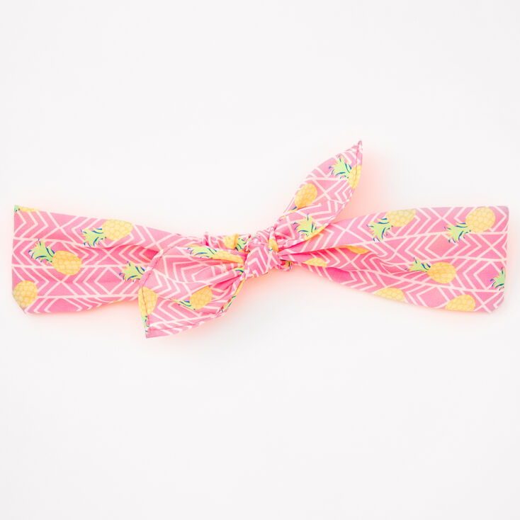 Pineapple Print Knotted Headwrap - Pink,