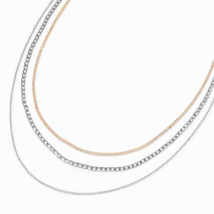 Mixed Metal Multi-Strand Chain Necklace,