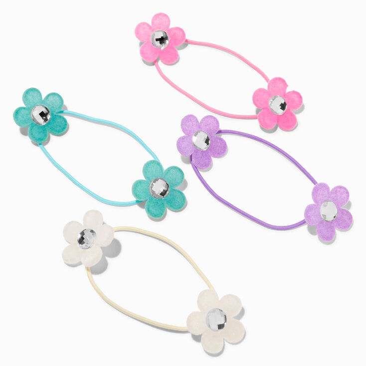 Claire #39 s Club Glitter Flower Gem Hair Ties 4 Pack Claire #39 s US