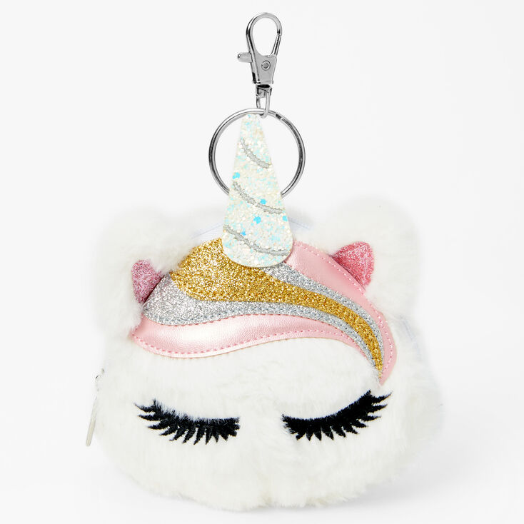 Furry Unicorn Keychain Pouch,