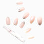 Holographic Pink Embellished Stiletto Vegan Faux Nail Set - 24 Pack,