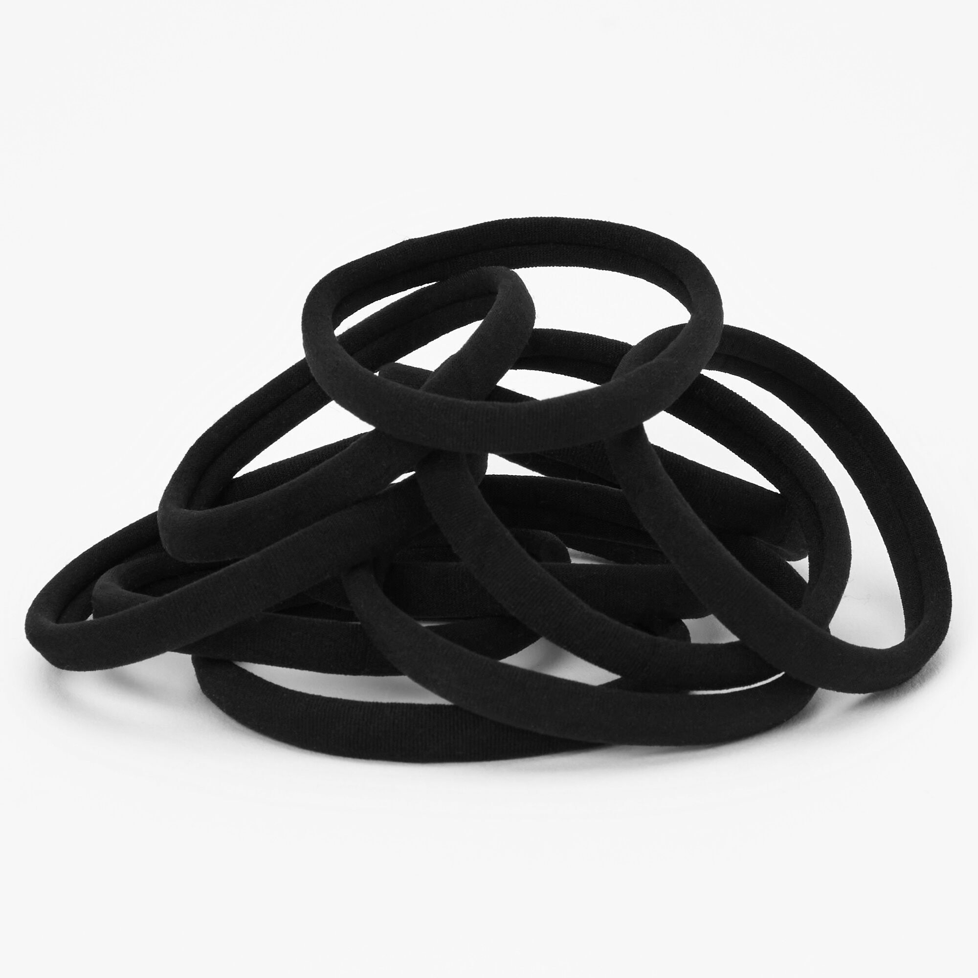 Élastiques roulés noirs unis (lot de 10),