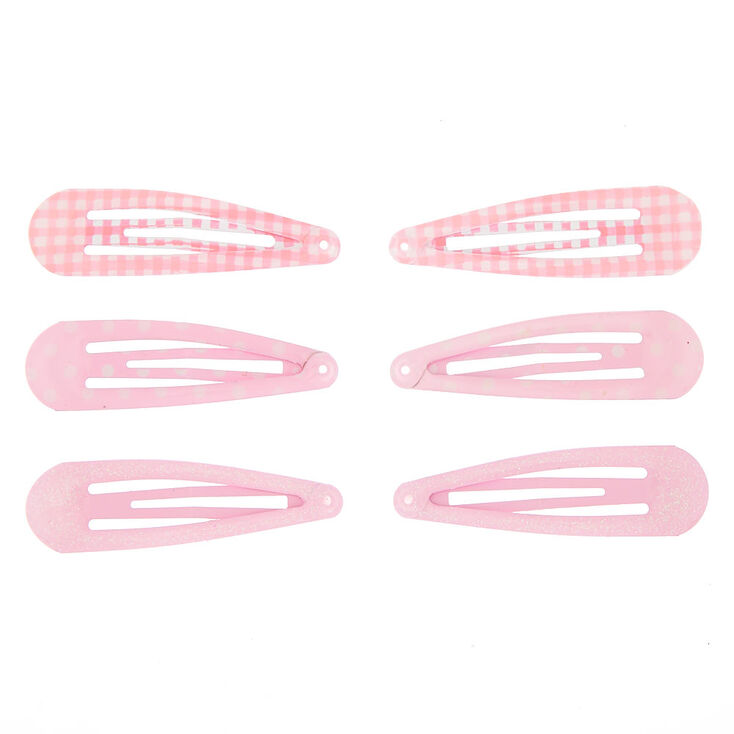 Claire&#39;s Club Pretty Pattern Snap Hair Clips - Pink, 6 Pack,