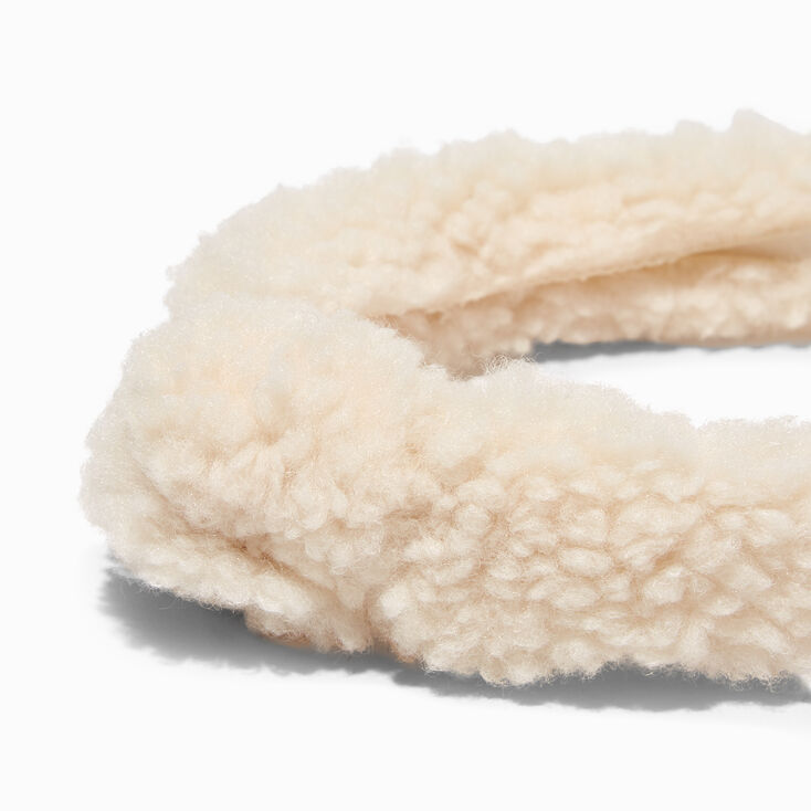 Claire&#39;s Club Ivory Sherpa Knotted Headband,