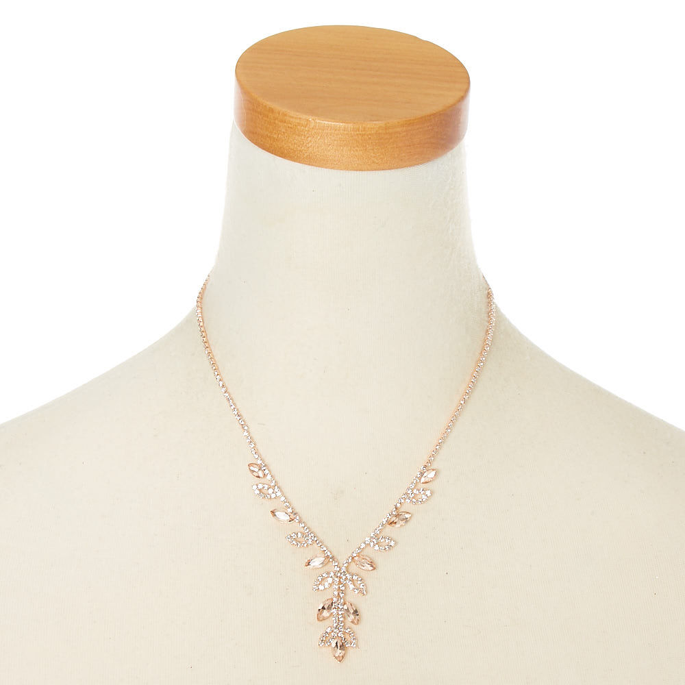 Rose Gold Vine Glass Rhinestone Jewelry Set - 2 Pack,