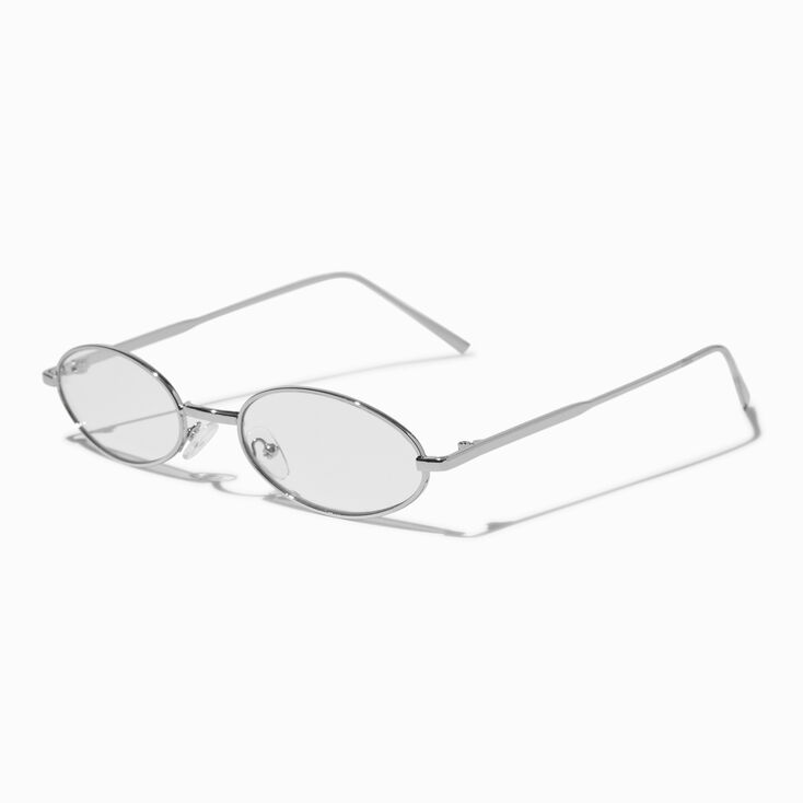 Silver Slim Oval Clear Lens Frames,
