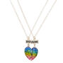 Lot de 2&nbsp;colliers d&rsquo;amiti&eacute; &agrave; pendentifs c&oelig;ur &agrave; paillettes arc-en-ciel,