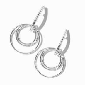 Pendantes triple cercle couleur argent&eacute;e,