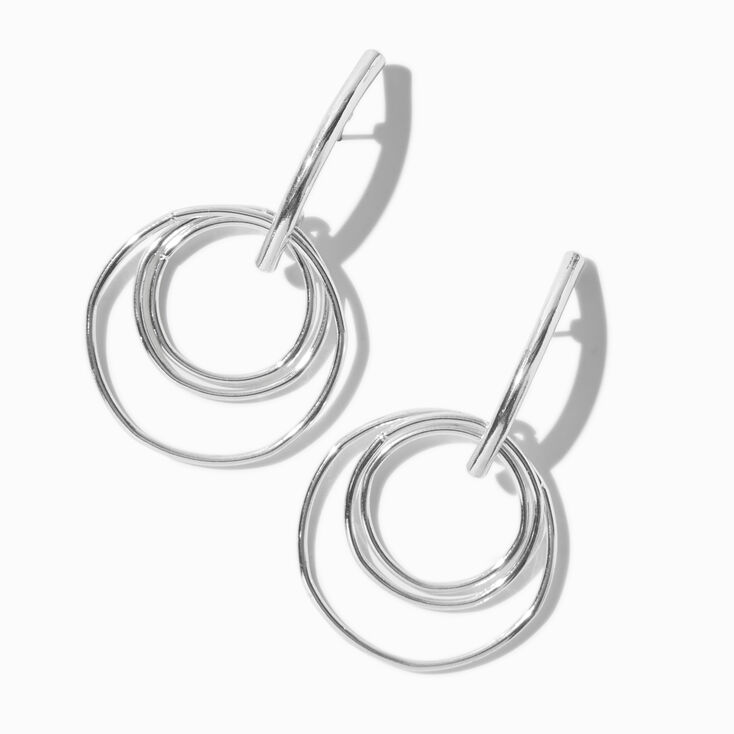 Pendantes triple cercle couleur argent&eacute;e,