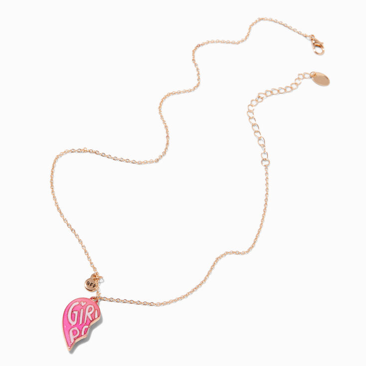 Best Friends Pink &#39;&#39;Girl Power&#39;&#39; Split Heart Necklaces - 2 Pack,